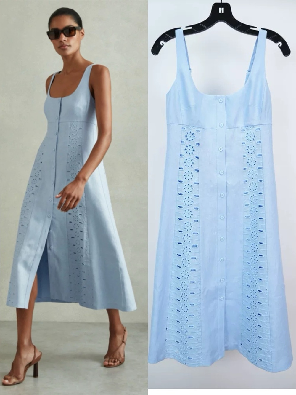 Reiss Petites Petite Clarice Broderie Dress, US0 6